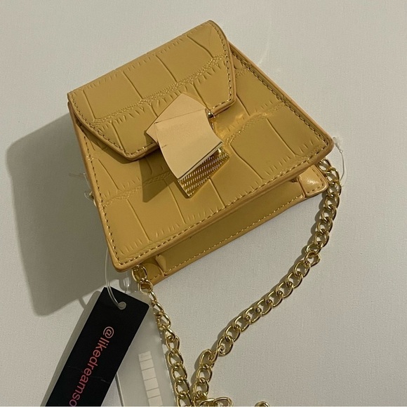 Like Dreams Mini Micro Crossbody Bag Shoulder Chain Strap In Yellow Croc Color - Picture 3 of 11